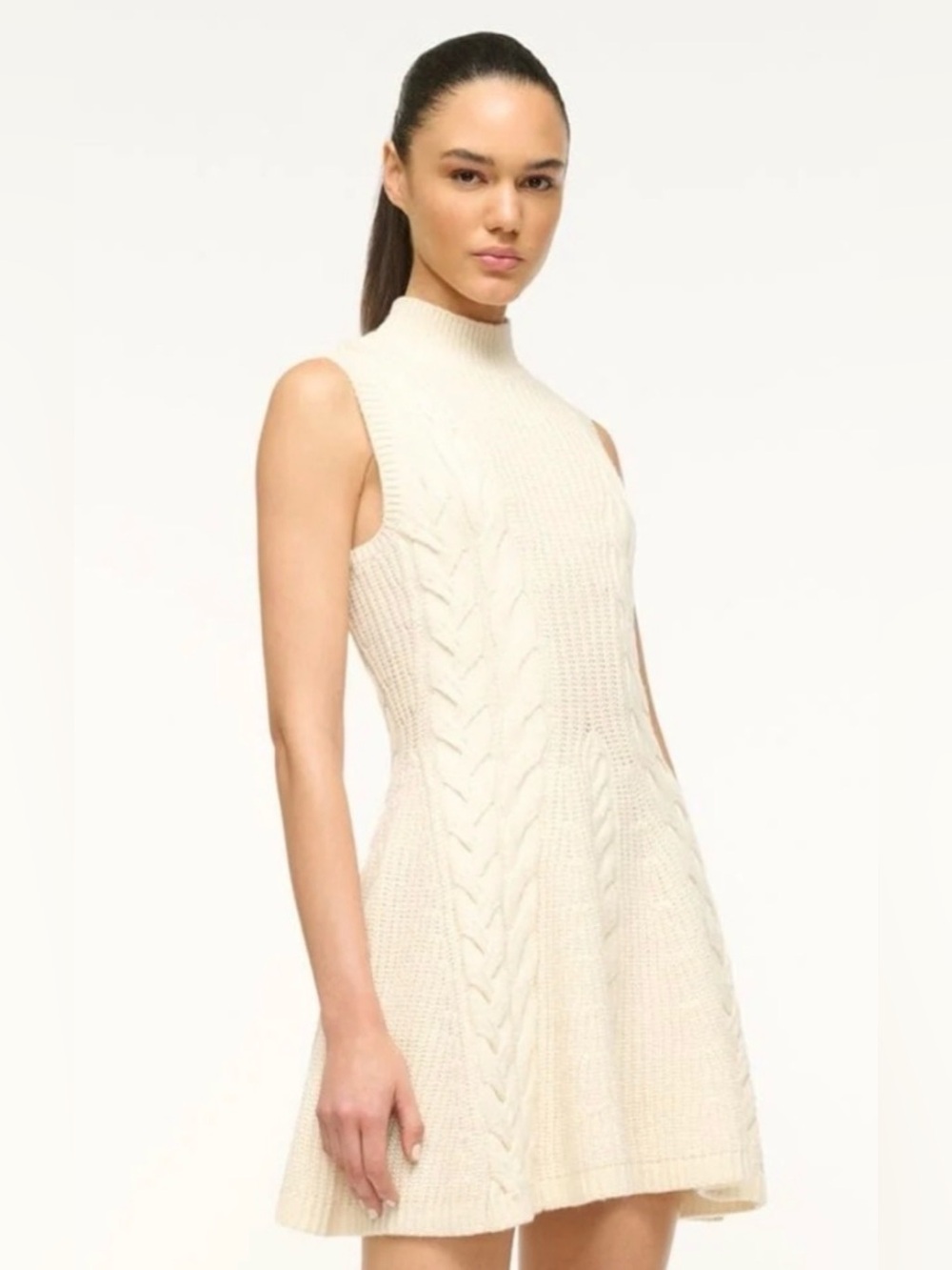 Staud Charade Cable-Knit Mini-Sweaterdress